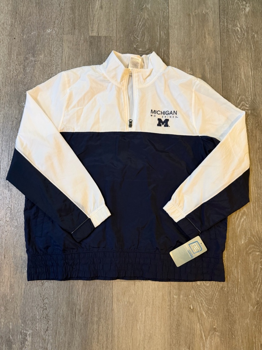 Vintage Michigan Wolverines Half-Zip Pullover - White/Navy
